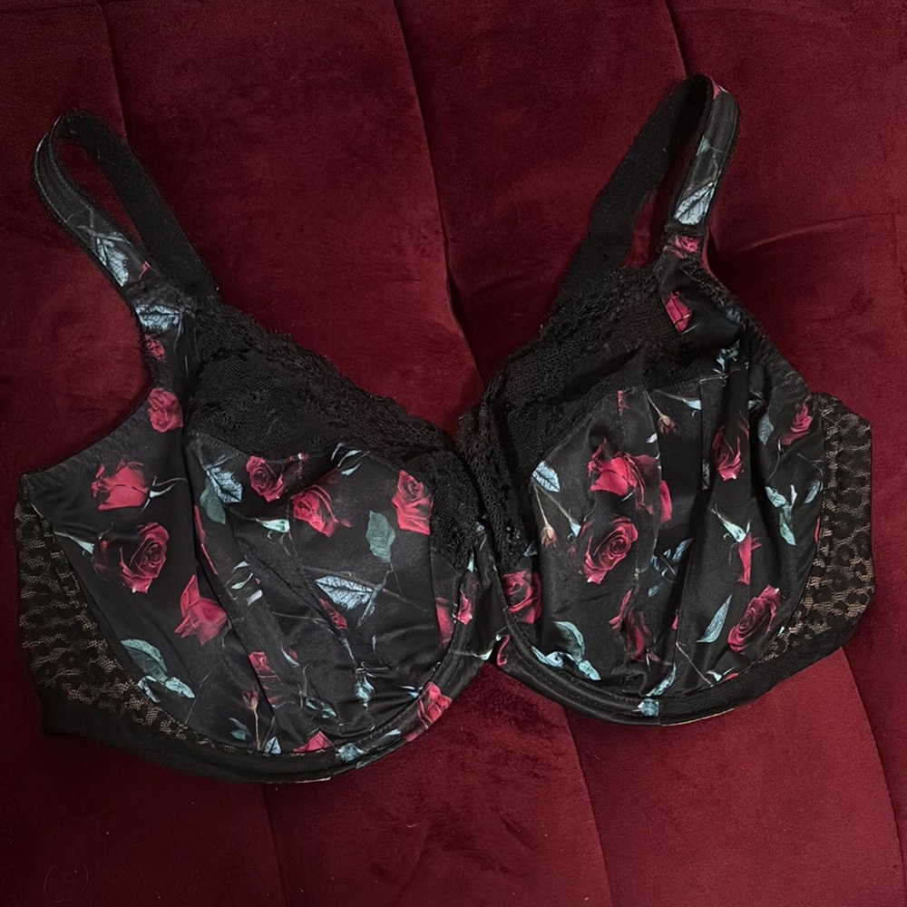 Floral Black Lace Bra